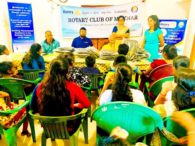 School bag distribution with the partnership of Rotary Club in Mannar